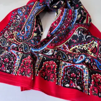 Etro Otantik Desen Pamuk Şal 44136 - Kırmızı