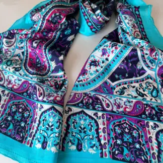 Etro Otantik Desen Pamuk Şal 44136 - Mavi/Mor