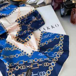 Vakko Zincir Desen Twill Eşarp 44127 - Saks