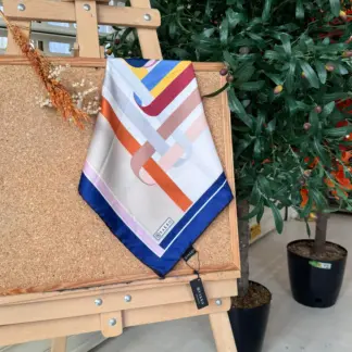 Elips Desen Vakko Twill Eşarp 77002 - Saks
