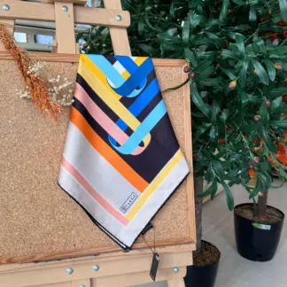 Elips Desen Vakko Twill Eşarp 77002 - Gri/Mavi