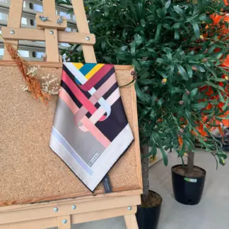 Elips Desen Vakko Twill Eşarp 77002 - Gri/Pembe