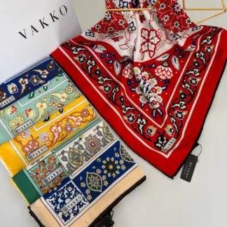 Etnik Desen Vakko Twill Eşarp 77005 - Kırmızı