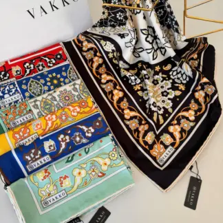 Etnik Desen Vakko Twill Eşarp 77005 - Siyah