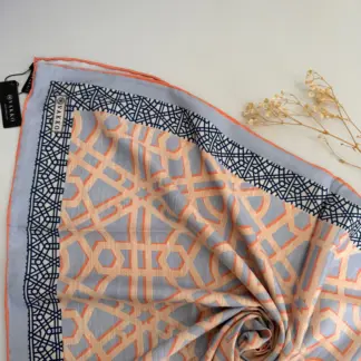 Geometrik Desen Vakko Twill Eşarp 77008 - Lila