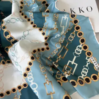 Vakko Zincir Desen Twill Eşarp 44127 - Turkuaz