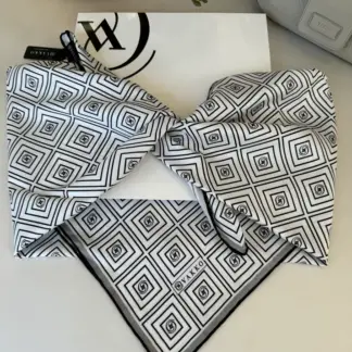 Vakko Kare Desen Twill Eşarp 44129 - Gri/Siyah