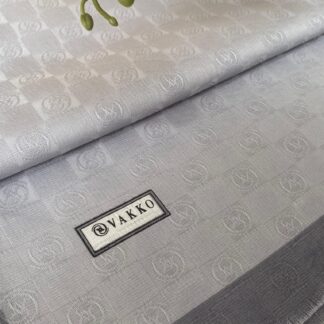 Vakko Monogram Jakar İpek Şal 44103 - Gri - Organic ScarfsOrganic Scarfs