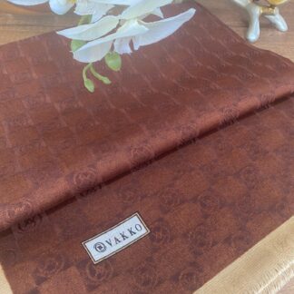 Vakko Monogram Jakar İpek Şal 44103 - Kahve - Organic ScarfsOrganic Scarfs