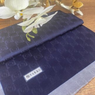 Vakko Monogram Jakar İpek Şal 44103 - Lacivert - Organic ScarfsOrganic Scarfs