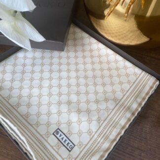 Vakko Monogram Twill İpek Eşarp 44104 - Bej - Organic ScarfsOrganic Scarfs
