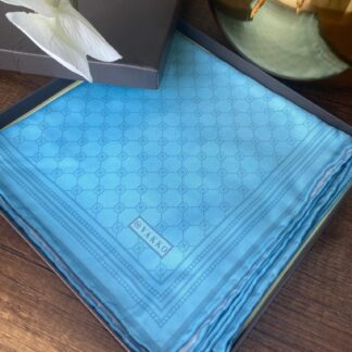Vakko Monogram Twill İpek Eşarp 44104 - Mavi - Organic ScarfsOrganic Scarfs