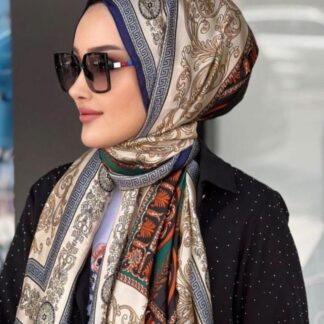 Versace İthal Vual İpek Şal - Lacivert - Organic ScarfsOrganic Scarfs