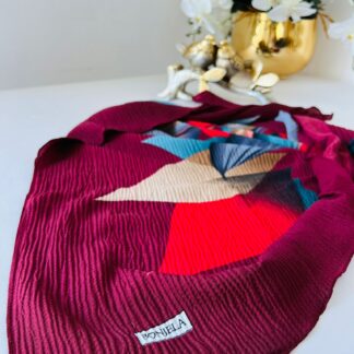 Desenli Mio Cazz Eşarp 610100 - Bordo