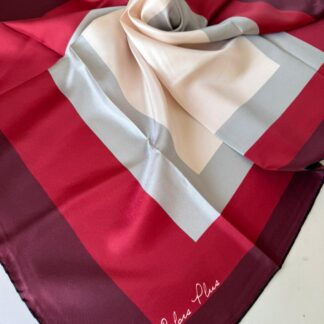 COLOR PLUS KARE DESEN 0 İPEK EŞARP 19011998 - Bordo