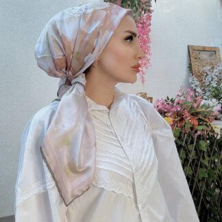Vakko Papatya Desen Twill Eşarp - Vizon