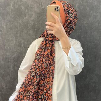 Çiçek Deen Pamuk Soft Şal 424434 - Oranj