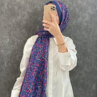 Çiçek Deen Pamuk Soft Şal 424434 - Lacivert