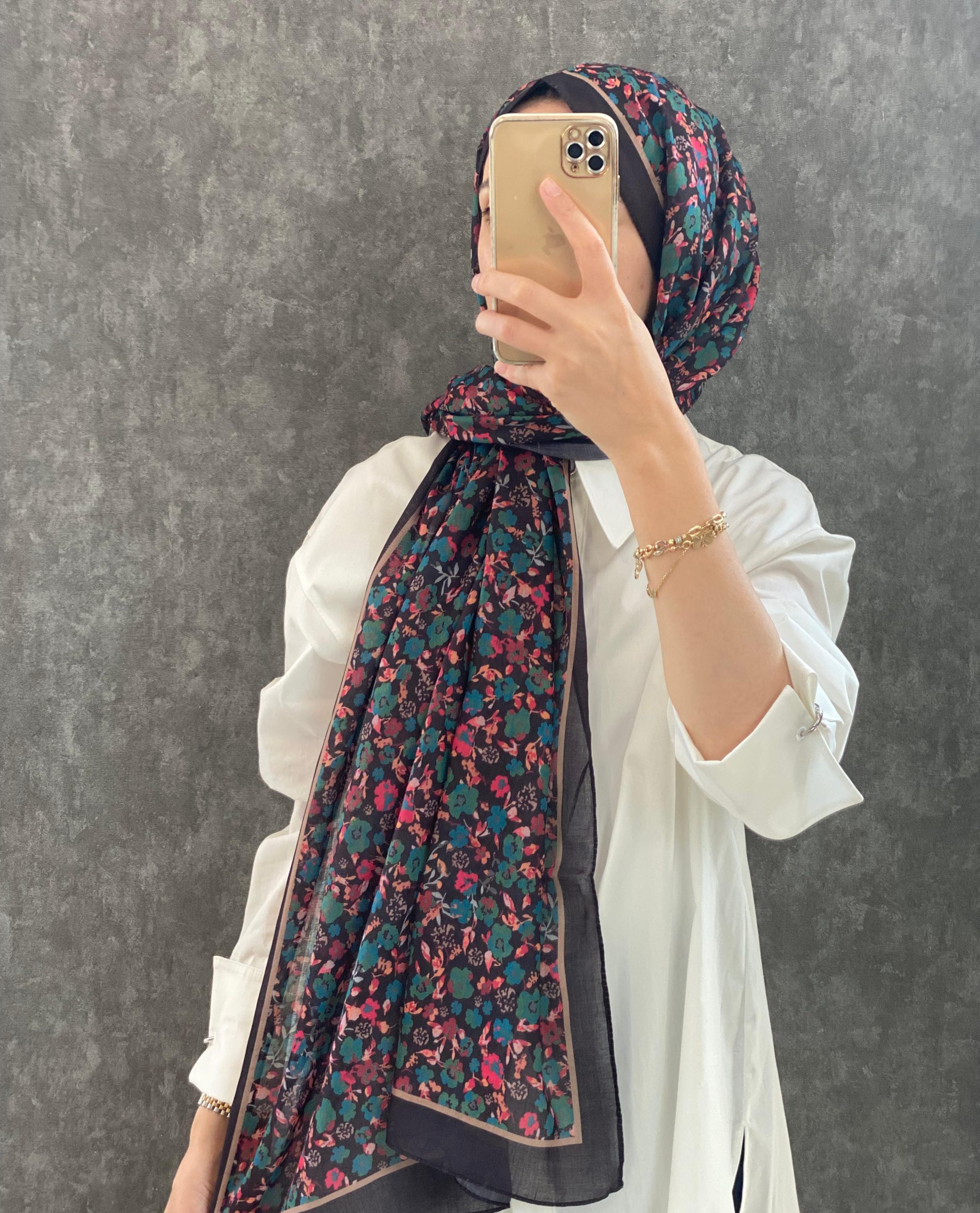 Çiçek Deen Pamuk Soft Şal 424434 - Siyah