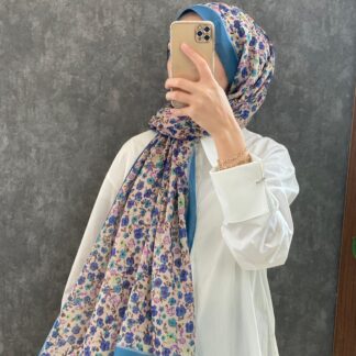 Çiçek Deen Pamuk Soft Şal 424434 - İndigo