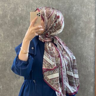 İTHAL ETRO DESEN NEW VUAL İPEK ŞAL 44344 -Mürdüm