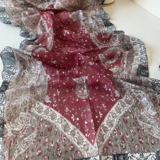 Etro Etnik Desen Pamuk Soft Şal 37631 - Kırmızı/kahve