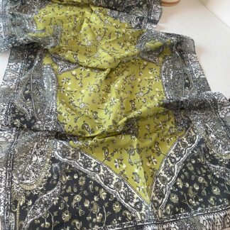 Etro Etnik Desen Pamuk Soft Şal 37631 - yeşil/siyah