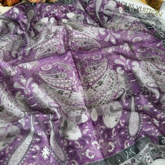 Etro Desen Pamuk Soft Eşarp -mor/beyaz