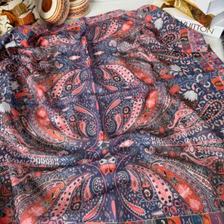 Etro Desen Pamuk Soft Eşarp -narçiçeği/lacivert