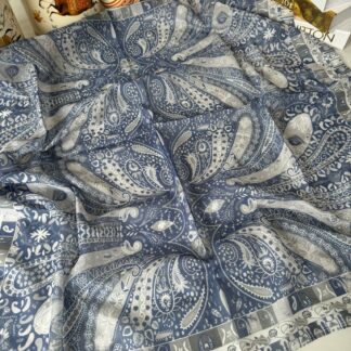 Etro Desen Pamuk Soft Eşarp -mavi/beyaz