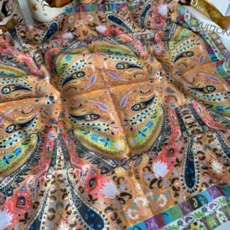 Etro Desen Pamuk Soft Eşarp -turuncu/yeşil