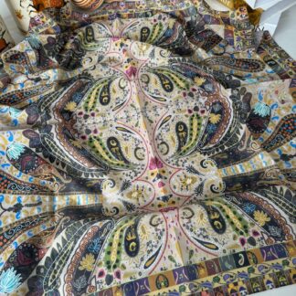 Etro Desen Pamuk Soft Eşarp -kahve/krem