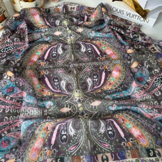 Etro Desen Pamuk Soft Eşarp -kahve/mavi