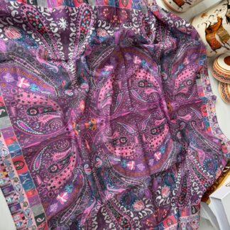 Etro Desen Pamuk Soft Eşarp -mor/pembe