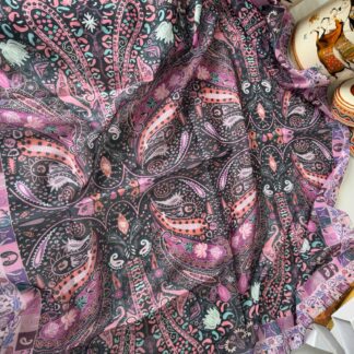 Etro Desen Pamuk Soft Eşarp -kahve/pembe