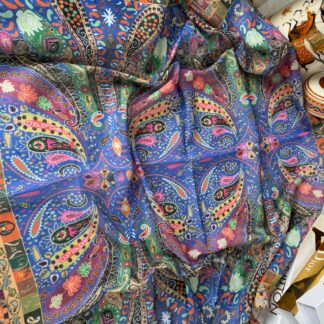 Etro Desen Pamuk Soft Eşarp -mavi/pembe