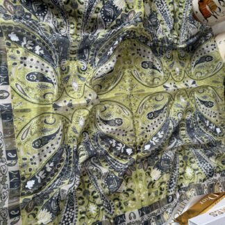 Etro Desen Pamuk Soft Eşarp -yeşil/gri