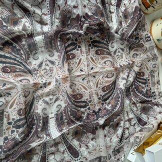 Etro Desen Pamuk Soft Eşarp -kahve/beyaz