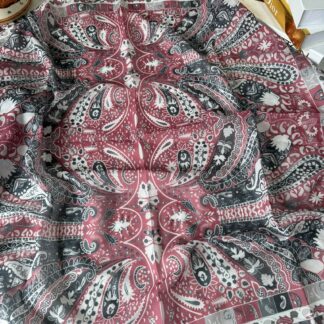 Etro Desen Pamuk Soft Eşarp -vişne/gri