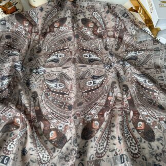 Etro Desen Pamuk Soft Eşarp -krem/kahve