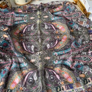 Etro Desen Pamuk Soft Eşarp -mocha/mavi