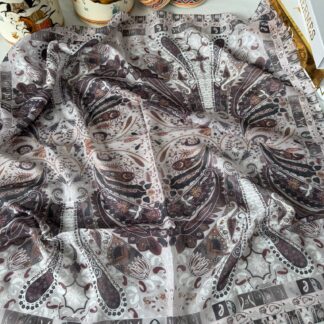 Etro Desen Pamuk Soft Eşarp -mocha/beyaz
