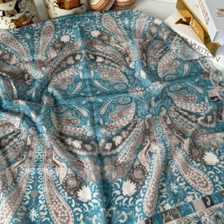 Etro Desen Pamuk Soft Eşarp -turkuaz/krem