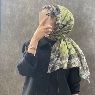 Etro Etnik Desen Pamuk Soft Şal -852085-yağ yeşili