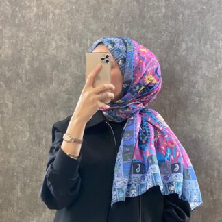 Etro Etnik Desen Pamuk Soft Şal -852085-mavi-pembe