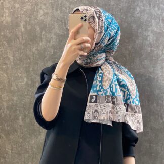 Etro Etnik Desen Pamuk Soft Şal -852085-ekru/mavi