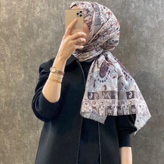 Etro Etnik Desen Pamuk Soft Şal -852085-ekru/kahve