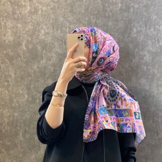 Etro Etnik Desen Pamuk Soft Şal -852085-pembe/mavi