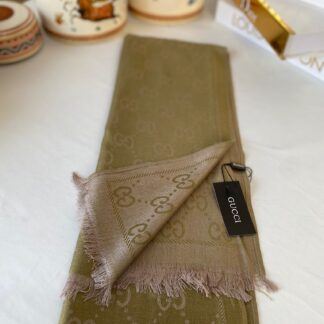 İthal Gucci Pamuk Yün Şal 544330 - Yağ Yeşili