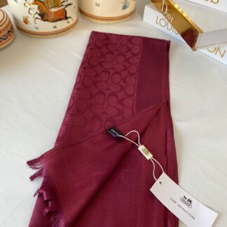 İthal Coach Çift Taraflı Pamuk Yün Şal 544381 - Bordo